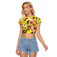 Make Love Not War Raglan Cropped T Shirt Hippie Flower Power Revolution