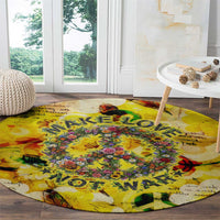 Make Love Not War Round Carpet Hippie Flower Power Revolution