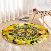 Make Love Not War Round Carpet Hippie Flower Power Revolution