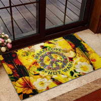 Make Love Not War Rubber Doormat Hippie Flower Power Revolution