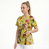 Make Love Not War Scrub Top Hippie Flower Power Revolution
