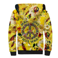 Make Love Not War Sherpa Hoodie Hippie Flower Power Revolution