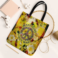 Make Love Not War Tote Bag Hippie Flower Power Revolution