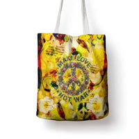 Make Love Not War Tote Bag Hippie Flower Power Revolution