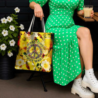 Make Love Not War Tote Bag Hippie Flower Power Revolution