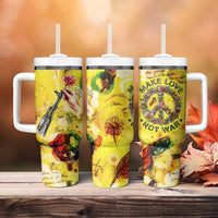 Make Love Not War Tumbler With Handle Hippie Flower Power Revolution