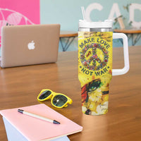 Make Love Not War Tumbler With Handle Hippie Flower Power Revolution