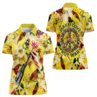 Make Love Not War Women Polo Shirt Hippie Flower Power Revolution
