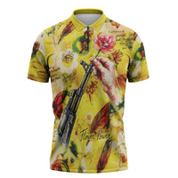 Make Love Not War Zipper Polo Shirt Hippie Flower Power Revolution