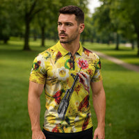 Make Love Not War Zipper Polo Shirt Hippie Flower Power Revolution