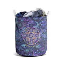 Universal Connection Zodiac Laundry Basket Cosmic Eye and Sacred Om Vibration