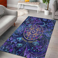 Universal Connection Zodiac Area Rug Cosmic Eye and Sacred Om Vibration