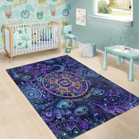 Universal Connection Zodiac Area Rug Cosmic Eye and Sacred Om Vibration