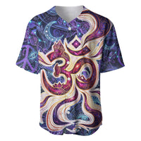 Universal Connection Zodiac Baseball Jersey Cosmic Eye and Sacred Om Vibration