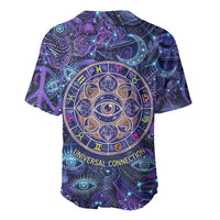 Universal Connection Zodiac Baseball Jersey Cosmic Eye and Sacred Om Vibration
