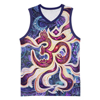 Universal Connection Zodiac Basketball Jersey Cosmic Eye and Sacred Om Vibration