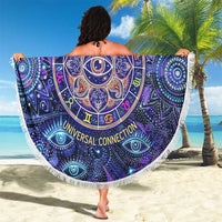 Universal Connection Zodiac Beach Blanket Cosmic Eye and Sacred Om Vibration
