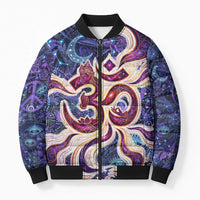 Universal Connection Zodiac Bomber Puffer Jacket Cosmic Eye and Sacred Om Vibration