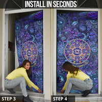 Universal Connection Zodiac Door Cover Cosmic Eye and Sacred Om Vibration
