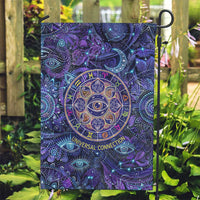 Universal Connection Zodiac Garden Flag Cosmic Eye and Sacred Om Vibration