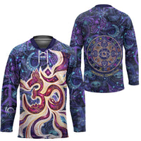 Universal Connection Zodiac Hockey Jersey Cosmic Eye and Sacred Om Vibration