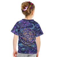 Universal Connection Zodiac Kid T Shirt Cosmic Eye and Sacred Om Vibration