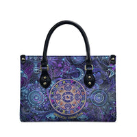Universal Connection Zodiac Leather Bag Cosmic Eye and Sacred Om Vibration
