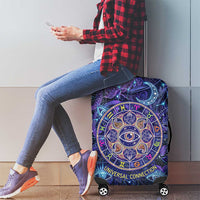 Universal Connection Zodiac Luggage Cover Cosmic Eye and Sacred Om Vibration