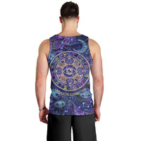 Universal Connection Zodiac Men Tank Top Cosmic Eye and Sacred Om Vibration