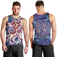 Universal Connection Zodiac Men Tank Top Cosmic Eye and Sacred Om Vibration