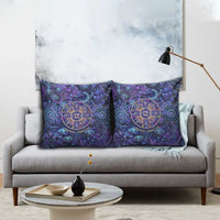 Universal Connection Zodiac Pillow Cover Cosmic Eye and Sacred Om Vibration