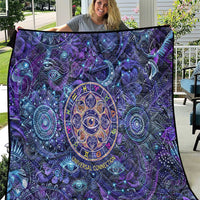 Universal Connection Zodiac Quilt Cosmic Eye and Sacred Om Vibration
