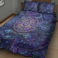 Universal Connection Zodiac Quilt Bed Set Cosmic Eye and Sacred Om Vibration