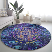 Universal Connection Zodiac Round Carpet Cosmic Eye and Sacred Om Vibration