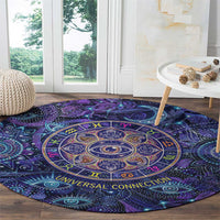 Universal Connection Zodiac Round Carpet Cosmic Eye and Sacred Om Vibration