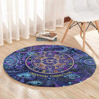 Universal Connection Zodiac Round Carpet Cosmic Eye and Sacred Om Vibration