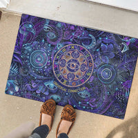 Universal Connection Zodiac Rubber Doormat Cosmic Eye and Sacred Om Vibration