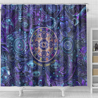Universal Connection Zodiac Shower Curtain Cosmic Eye and Sacred Om Vibration