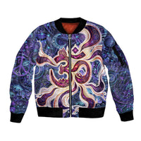 Universal Connection Zodiac Sleeve Zip Bomber Jacket Cosmic Eye and Sacred Om Vibration