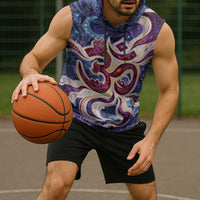 Universal Connection Zodiac Sleeveless Hoodie Cosmic Eye and Sacred Om Vibration