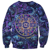 Universal Connection Zodiac Sweatshirt Cosmic Eye and Sacred Om Vibration