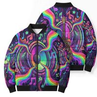 Trippy Guitar Bomber Puffer Jacket Festival Soul Psychedelic Music Vibes Since 1969