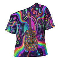 Trippy Guitar Cross Shoulder Shirt Festival Soul Psychedelic Music Vibes Since 1969