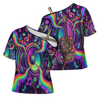 Trippy Guitar Cross Shoulder Shirt Festival Soul Psychedelic Music Vibes Since 1969