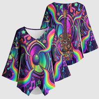 Trippy Guitar Kimono Sleeve Blouse Festival Soul Psychedelic Music Vibes Since 1969
