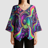 Trippy Guitar Kimono Sleeve Blouse Festival Soul Psychedelic Music Vibes Since 1969