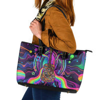Trippy Guitar Leather Tote Bag Festival Soul Psychedelic Music Vibes Since 1969
