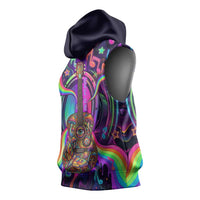 Trippy Guitar Sleeveless Hoodie Festival Soul Psychedelic Music Vibes Since 1969