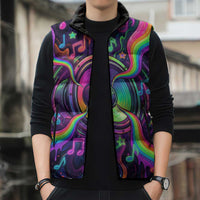 Trippy Guitar Sleeveless Puffer Jacket Festival Soul Psychedelic Music Vibes Since 1969