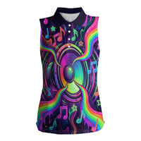 Trippy Guitar Women Sleeveless Polo Shirt Festival Soul Psychedelic Music Vibes Since 1969